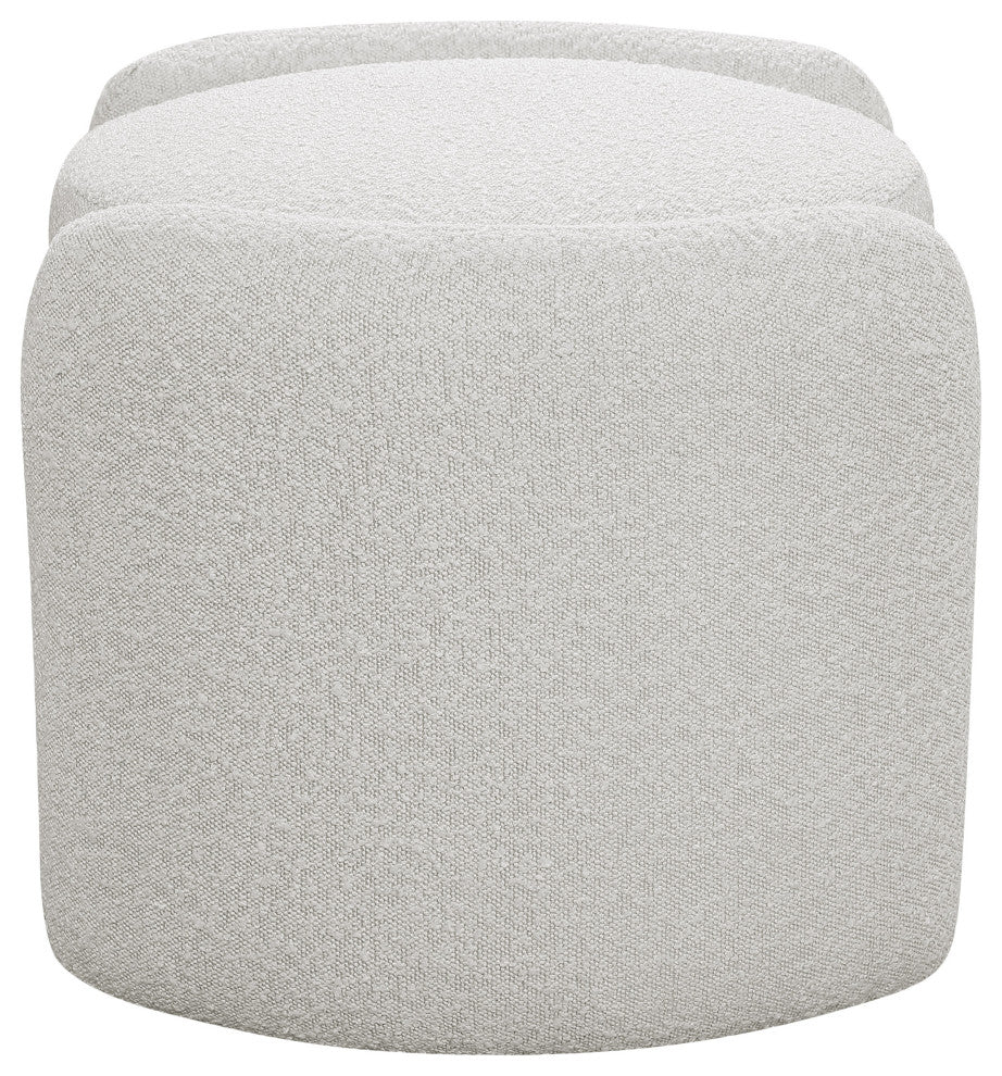 Horizon Boucle Fabric Upholstered Ottoman, Cream