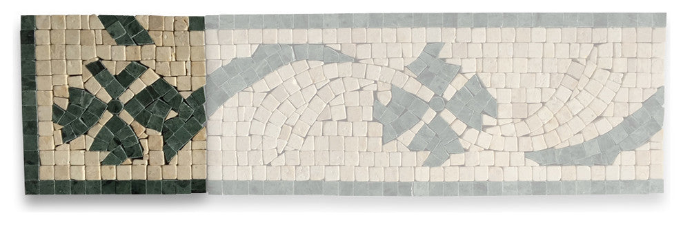 Marble Mosaic Border Accent Tile Clover Green 4.7x4.7 Polished Tumbled, 1 piece