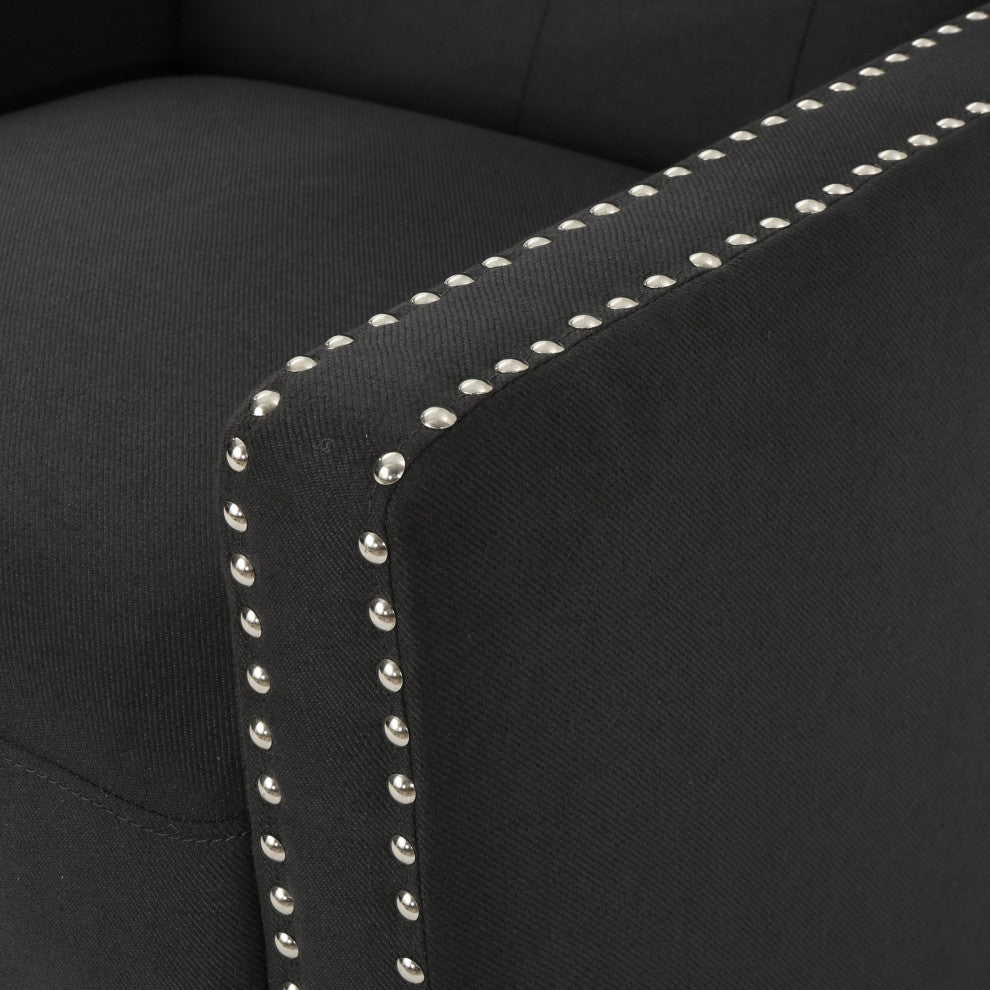 GDF Studio Ingrid Tufted Back Fabric Recliner Chair, Dark Charcoal