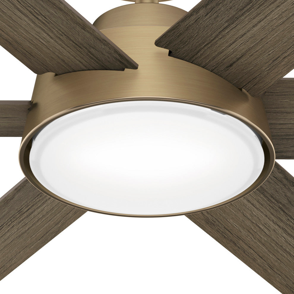 52" Donatella Burnished Brass Ceiling Fan, LED Light Kit and Handheld Remote