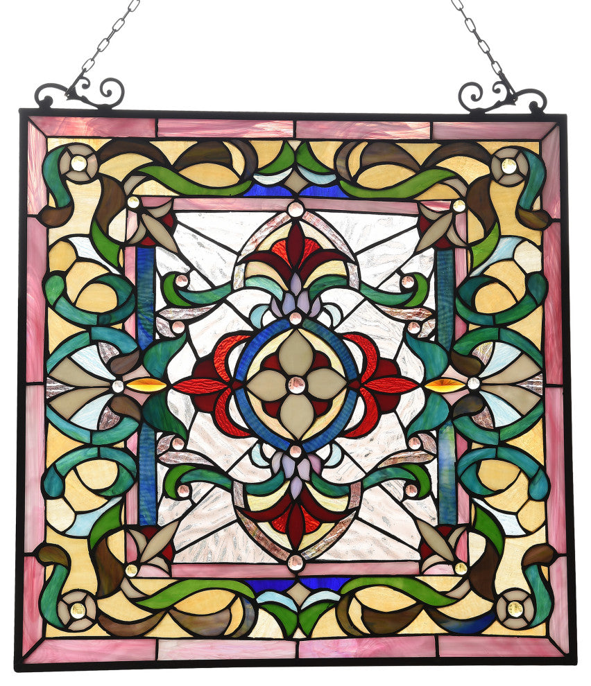 Chloe Lighting Aylee Tiffany-Style Victorian Design Window Panel 24"x25"