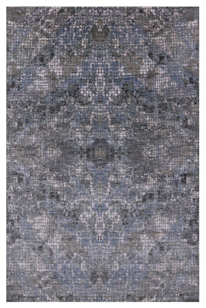 Abstract Wool and Silk Handmade Rug 6' 0" X 9' 2" Q8893