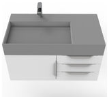 CastelloUSA Amazon 36" Wall Mount Vanity Set, White, Gray Top, Brushed Nickel
