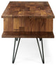 Zuma Modern Coffee Table, Solid Walnut Natural Finish, Black Hairpin Leg