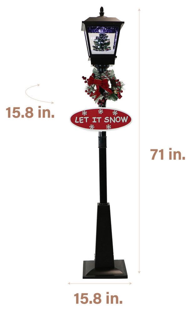 Let It Snow 71" Lamp, Black, Holiday Tree, 2 Signs, Snow, Holiday Music