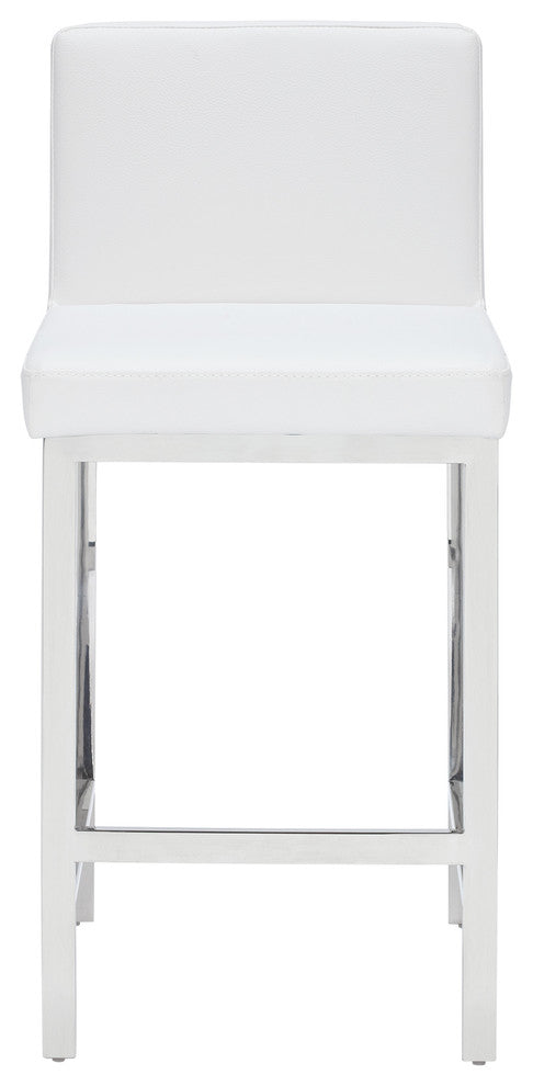 Brook Counter Stool, White/Polished Stainless Steel, White/Polished Stainless St