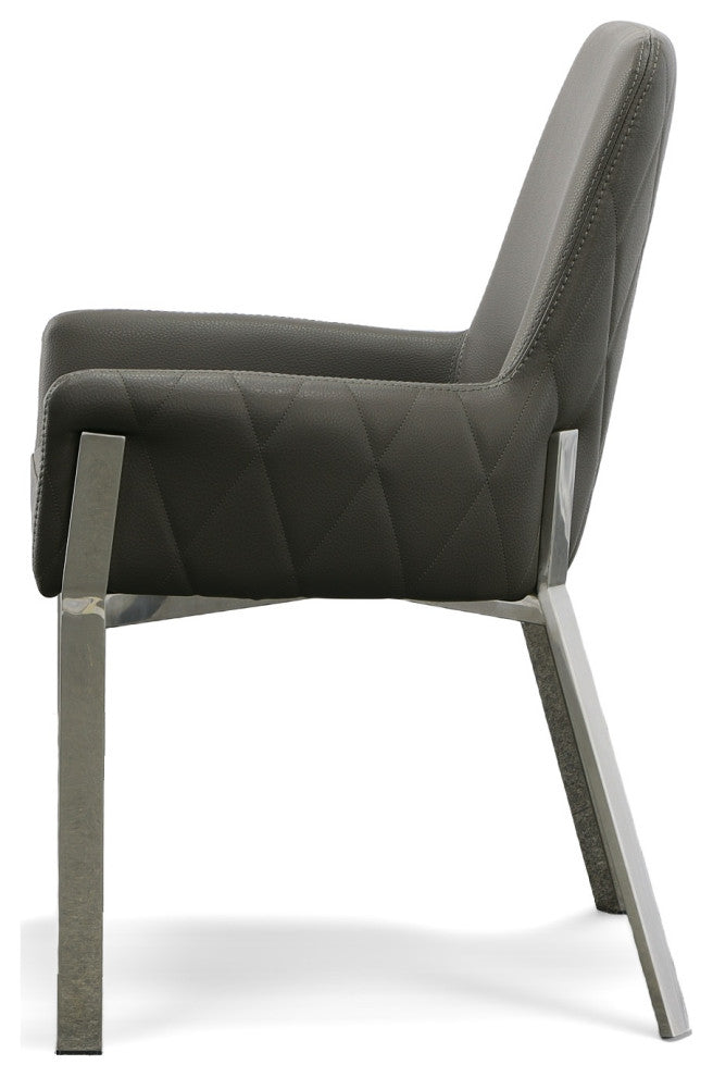 Modrest Robin Modern Gray Bonded Leather Dining Chair