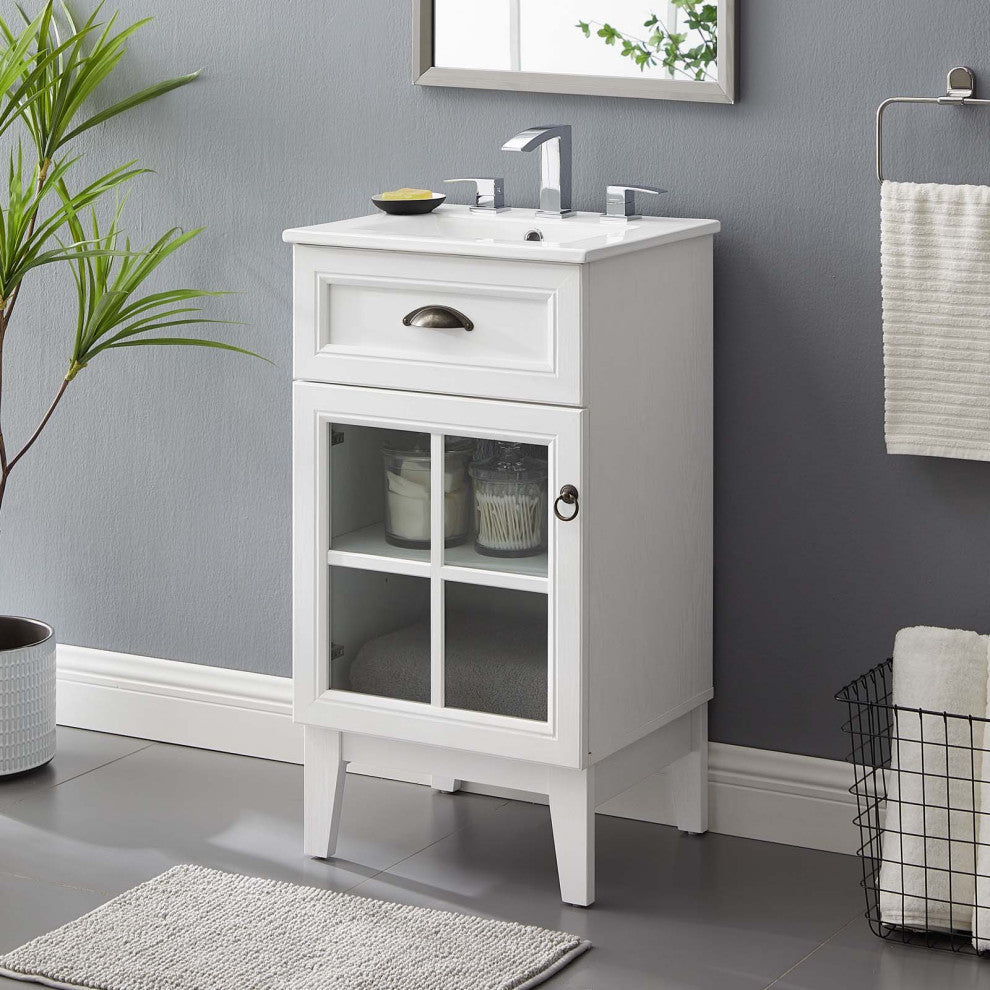 Isle 18" Bathroom Vanity Cabinet White White -5423