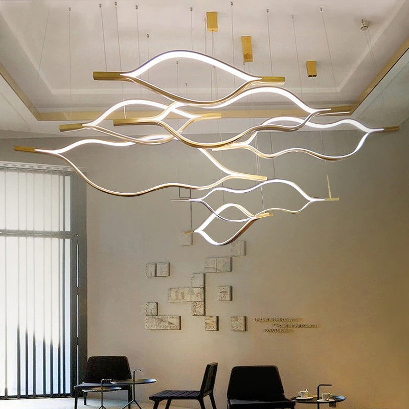 Kussnacht | Creative Gold Wave Chandelier for Dining Room, 71"