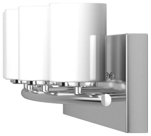 5x40W Bath Vanity Light With Chrome Finish and White Glass