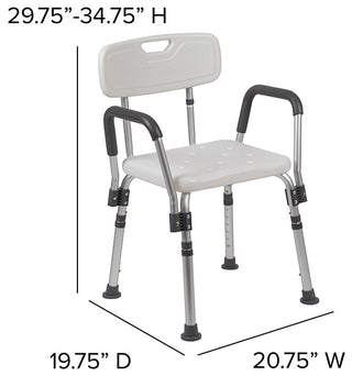 300LB Capacity Adjustable Bath/Shower Chair, Quick Release Back and Arms, White
