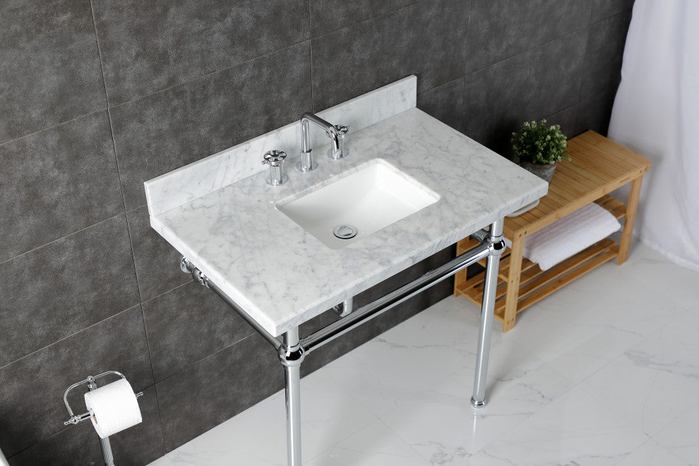 KVBH3622M8SQ1 36" Console Sink with Brass Legs (8-Inch, 3 Hole)