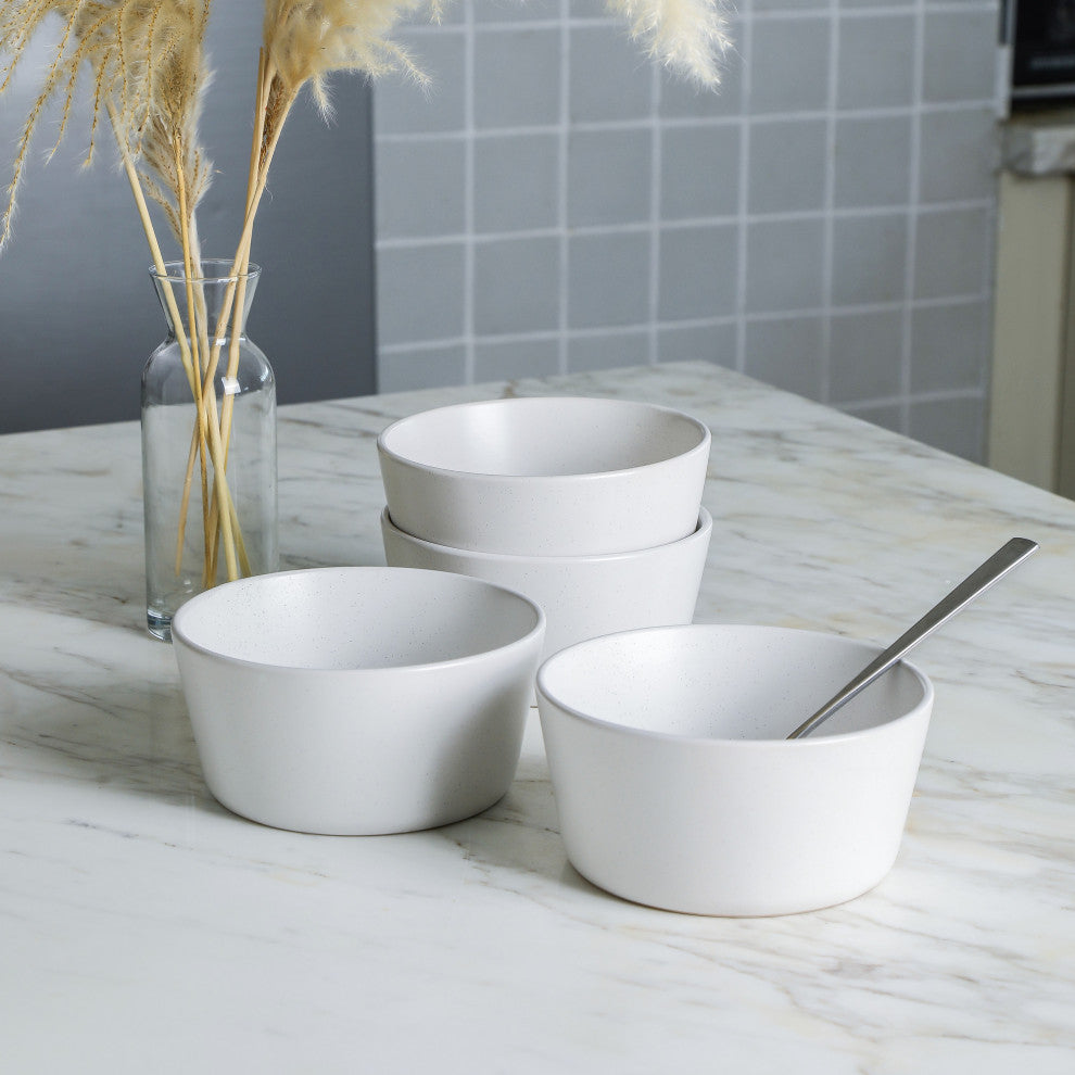 Stone Lain Albie Stoneware 20 Piece Dinnerware Set With Pasta Bowls, White