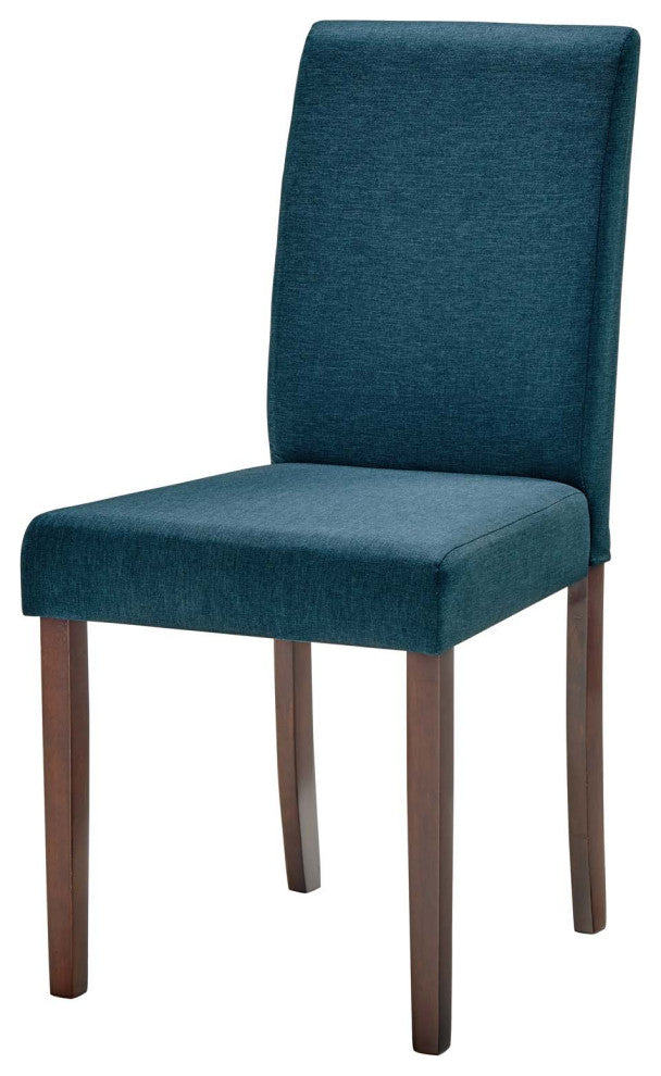 Side Dining Chair, Set of 2, Fabric, Wood, Blue, Modern, Cafe Bistro Restaurant