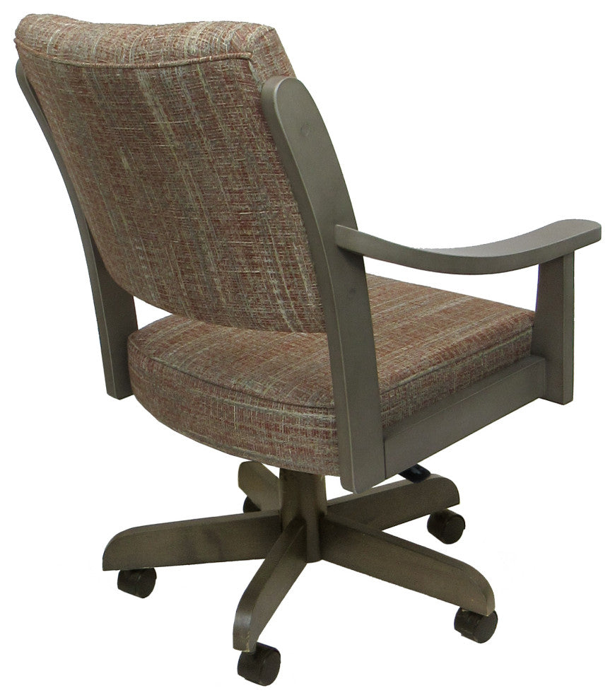 Swivel Wood Dining Caster Chair with Wheels - Casa, Watusi Madder - Asian Grey