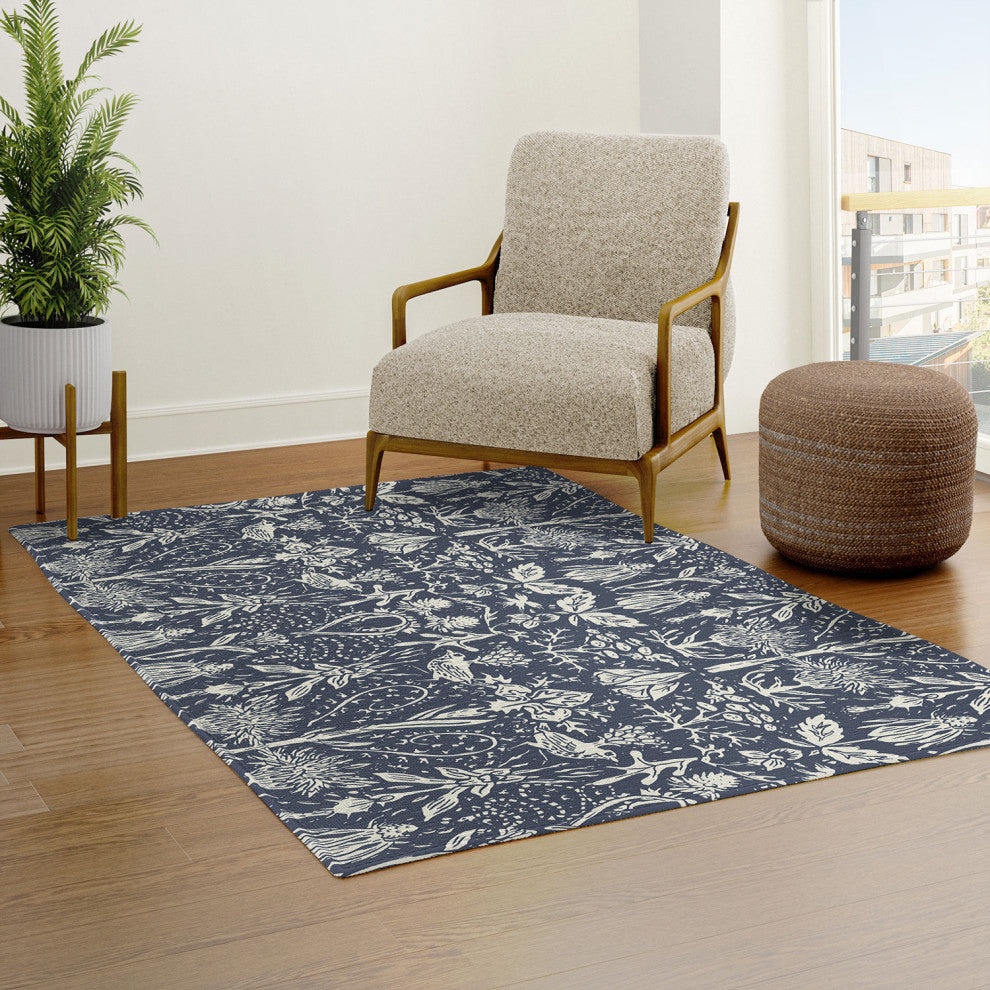 Becky Bailey Flight of Fancy in Dark Blue Area Rug