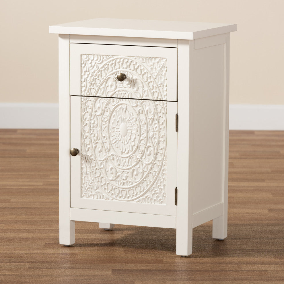 Lambert Classic and Traditional White Finished Wood 1-Drawer Nightstand