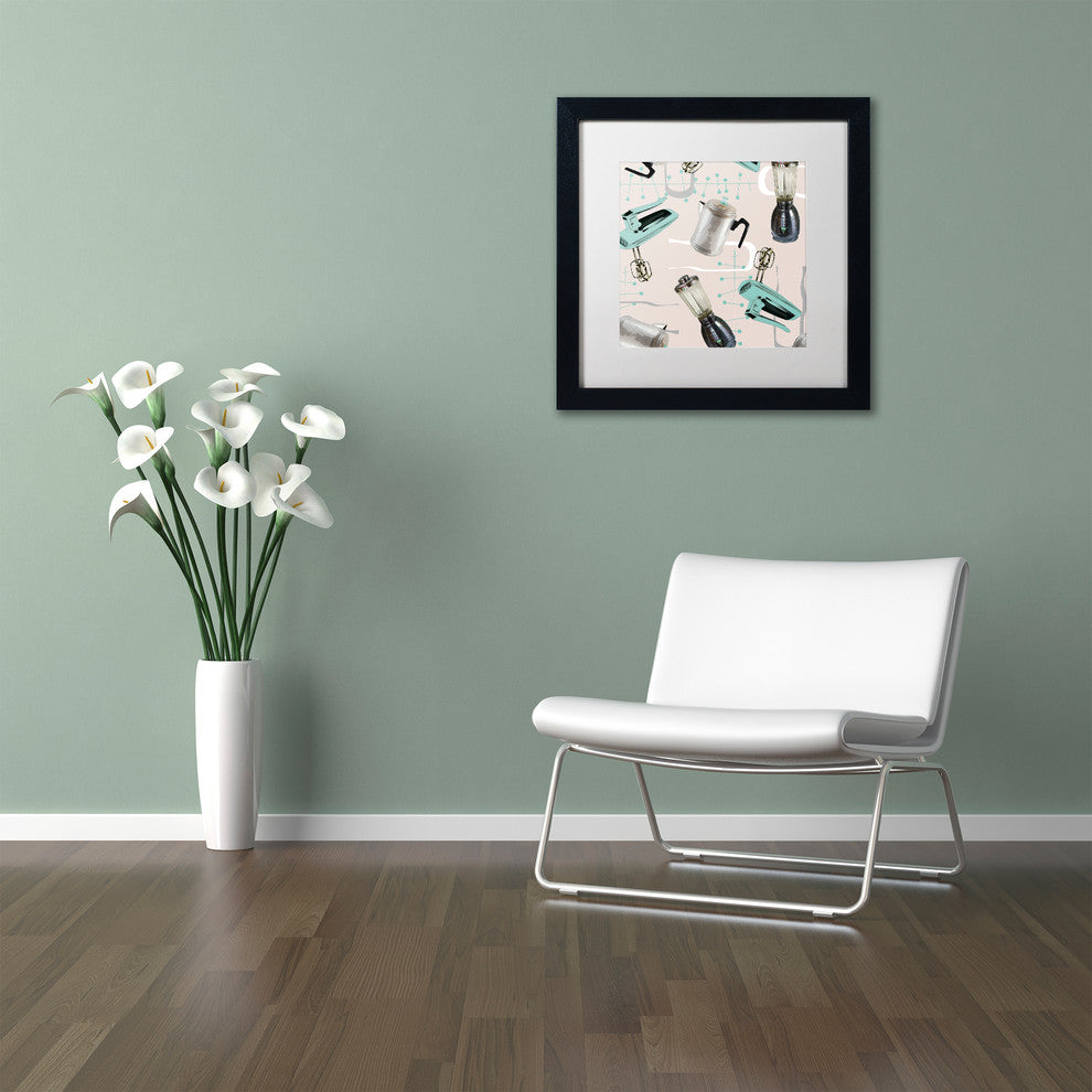 Color Bakery 'Fifties Patterns I' Art, Black Frame, White Matte, 11"x11"