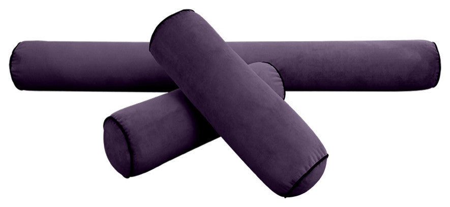 STYLE V6 TwinXL Velvet ContrastPipe Indoor Daybed Bolster Pillow|CoverOnly|AD339