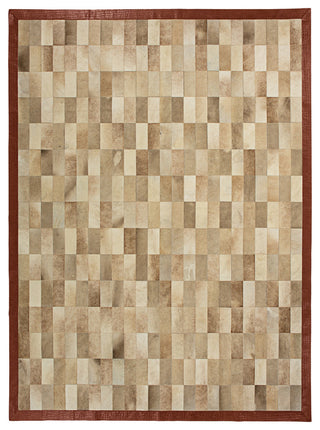 Cowhide Patchwork Rug, Hermes, Taupe, 5'x8'