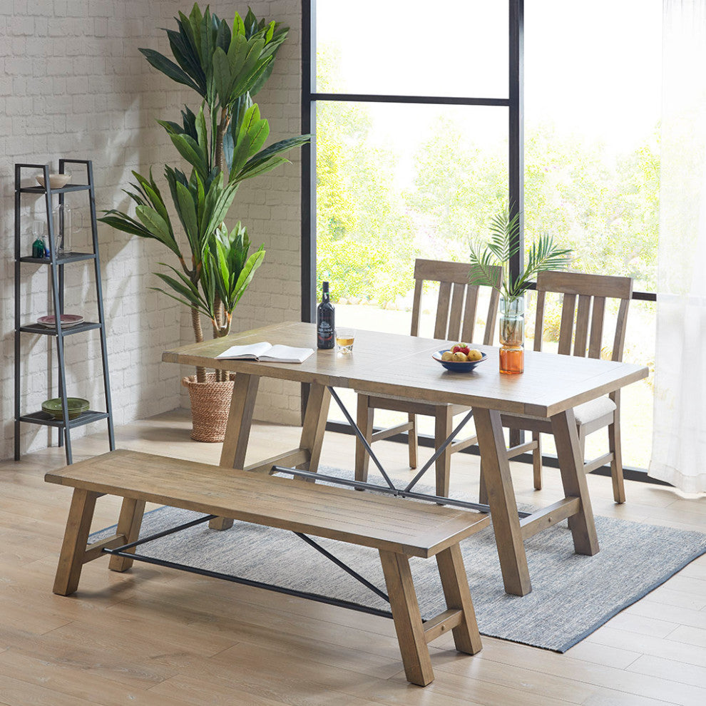 INK+IVY Sonoma Dining Bench, Natural, Reclaimed Gray, Dining Chairs