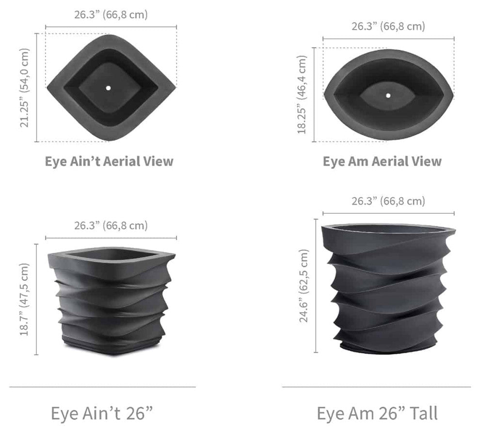 Eye Am Artistic Curved Planter for All Weather - 26" Planter, Alpine White