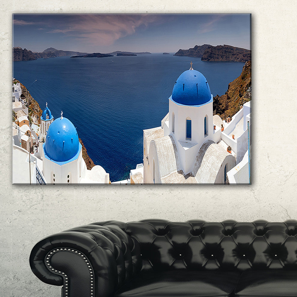 "Blue Doomes Churches Panorama" Landscape Print Wall Artwork, 40"x20"