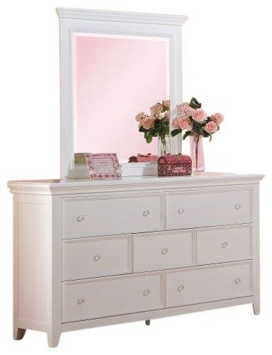 Trixie White 7 Drawer Dresser, With Mirror