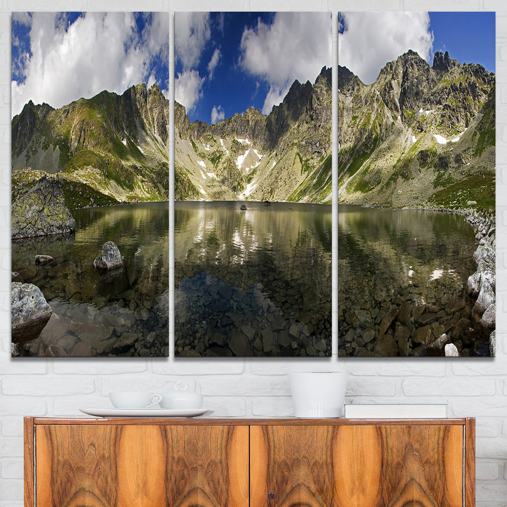 "Mountain Lake With Reflection" Photo Wall Art, 3 Panels, 36"x28"