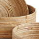 Set of 3 Natural Cane Rattan Decorative Bowl Low Baskets Round Nesting Coiled