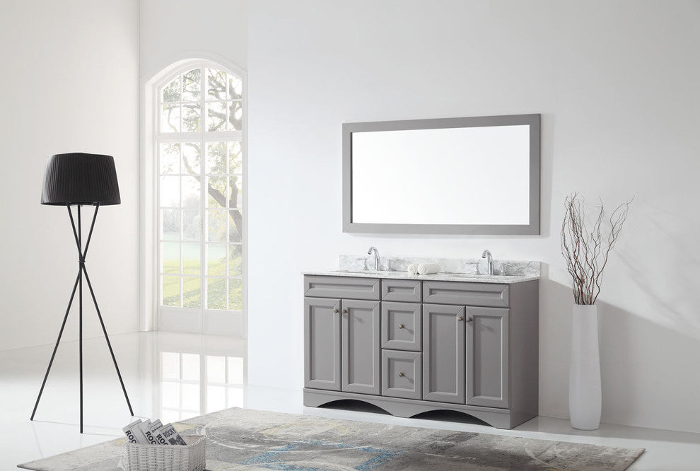 Talisa 60" Double Bathroom Vanity Cabinet, Gray