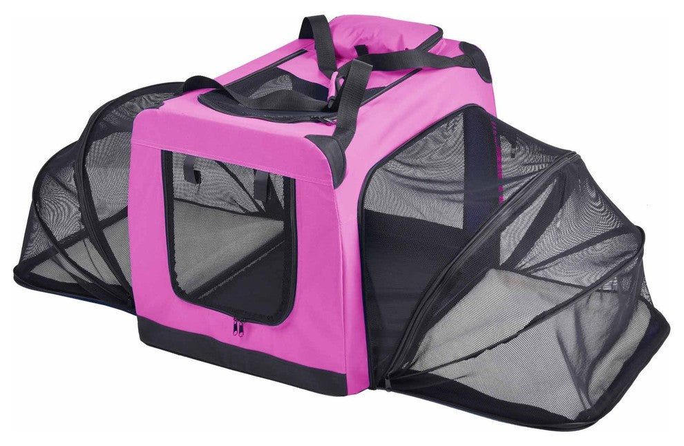 Hounda Accordion Collapsible Dual-Sided Expandable Pet Crate, Pink, X-Small