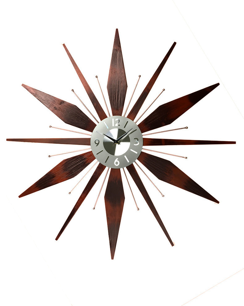 Utopia Mid-Century Modern Vintage Sunburst Wall Clock, 30"