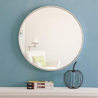 Elegant Decor Eternity 24" Round Metal Frame Mirror in Silver