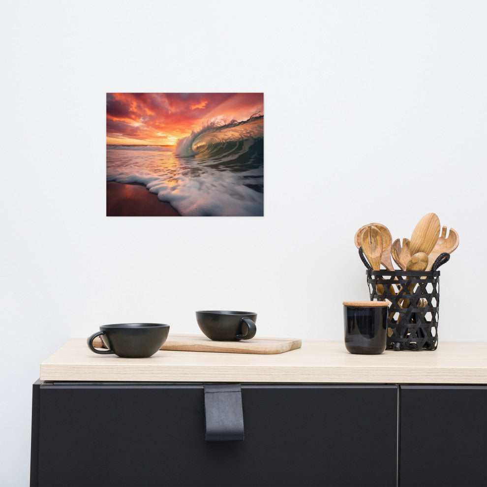 Coastal Art: Golden Barrel  Photorealistic Digital Artwork Loose Art Print, 11" X 14"