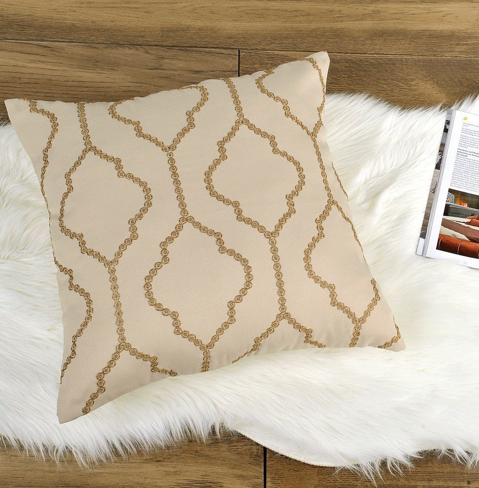 Embroidery Pillow Shell And Valance Set, Jasper, 20" X 20" / 52" X 19"
