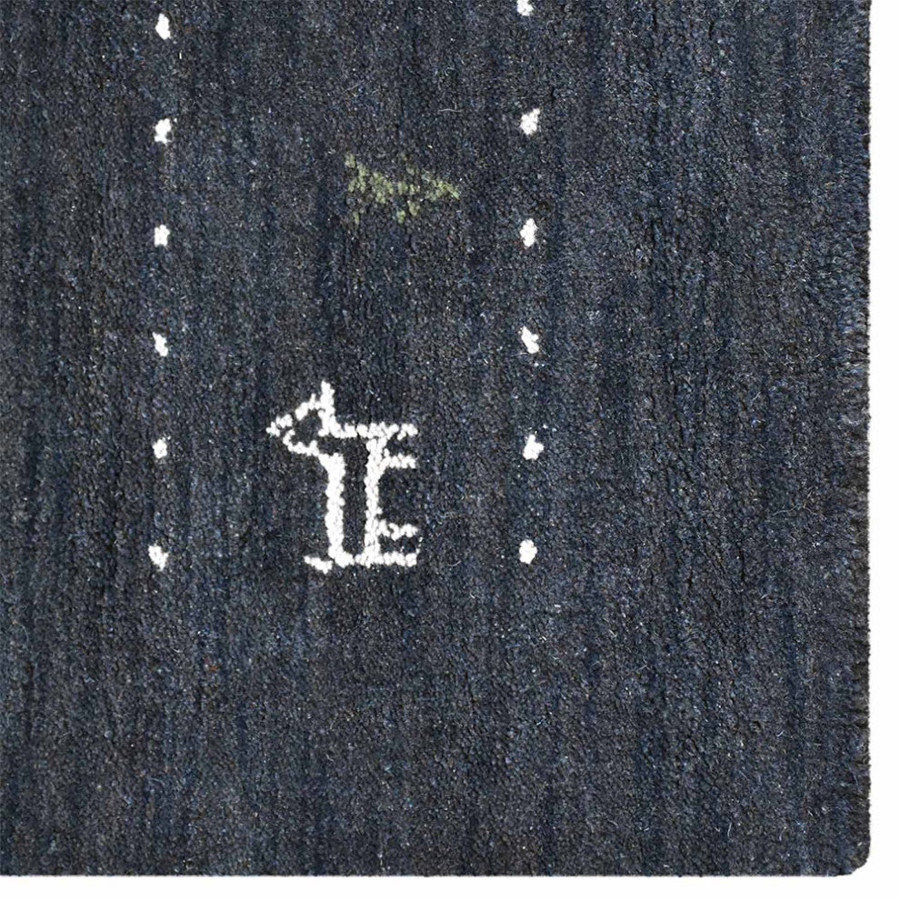 Hand Knotted Loom Wool Area Rug Contemporary Charcoal L00585, [Rectangle] 6'x9'