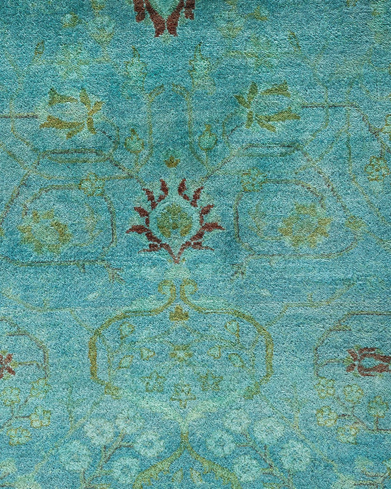 Overdyed, One-of-a-Kind Hand-Knotted Area Rug Green, 10'3"x20'4"