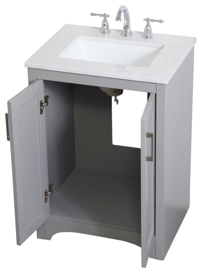 24" Single Bathroom Vanity, Gray