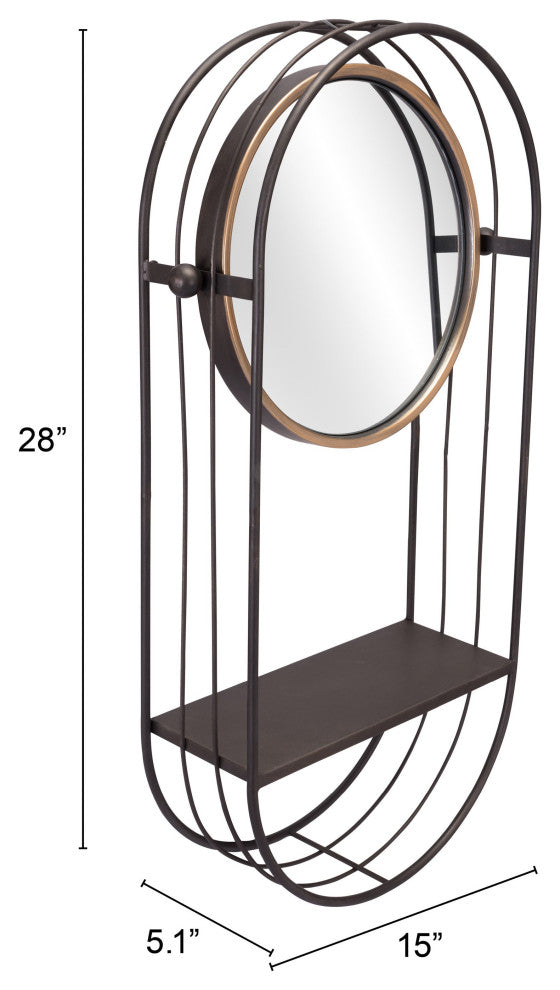 Industrial Gray Mirror Shelf