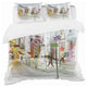 Colorful Illustration of City Cityscape Duvet Cover, Twin