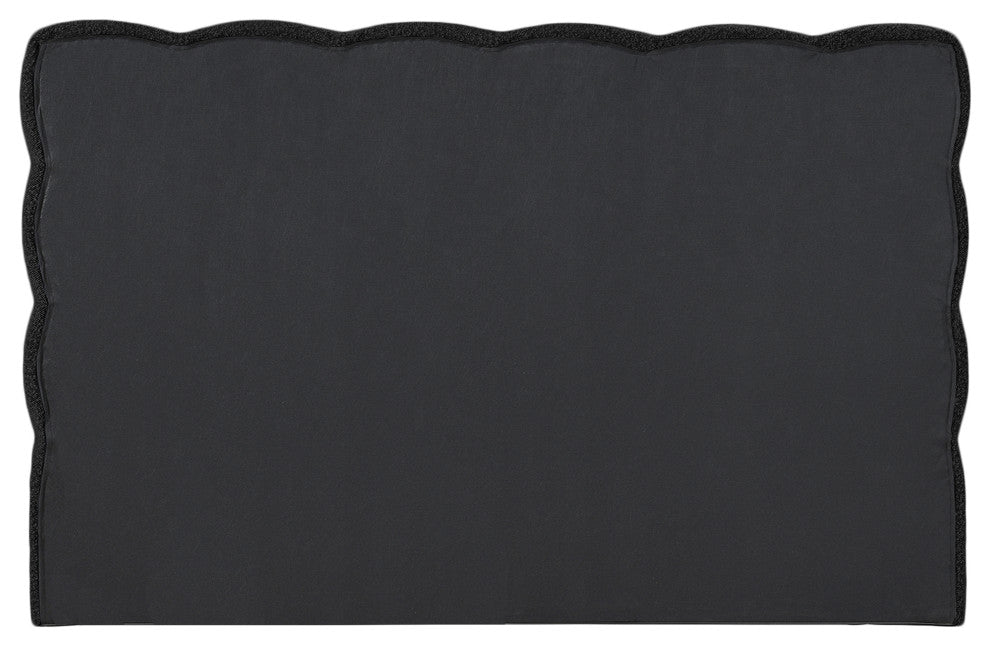 Deco Boucle Fabric Upholstered Full Bed, Black, King