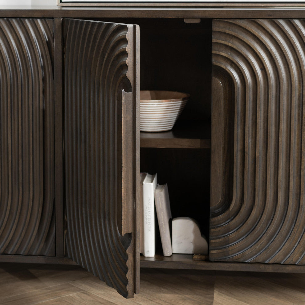 Colson 4-Door Buffet Sideboard, Dark Brown