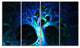 Magical Blue Psychedelic Tree, Abstract Canvas Art Print, 48"x28", 4 Panels