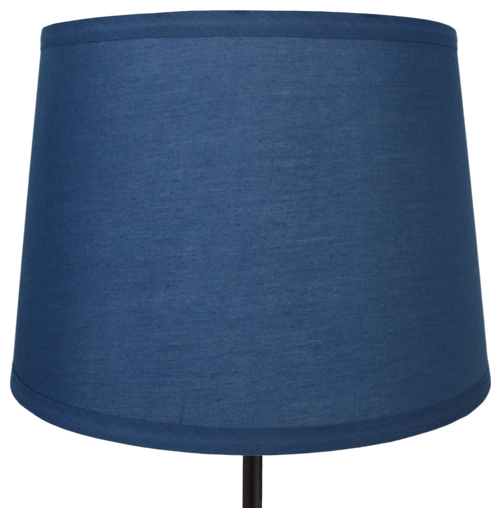 French Drum Lamp Shade, Cotton, Navy Blue, 12"
