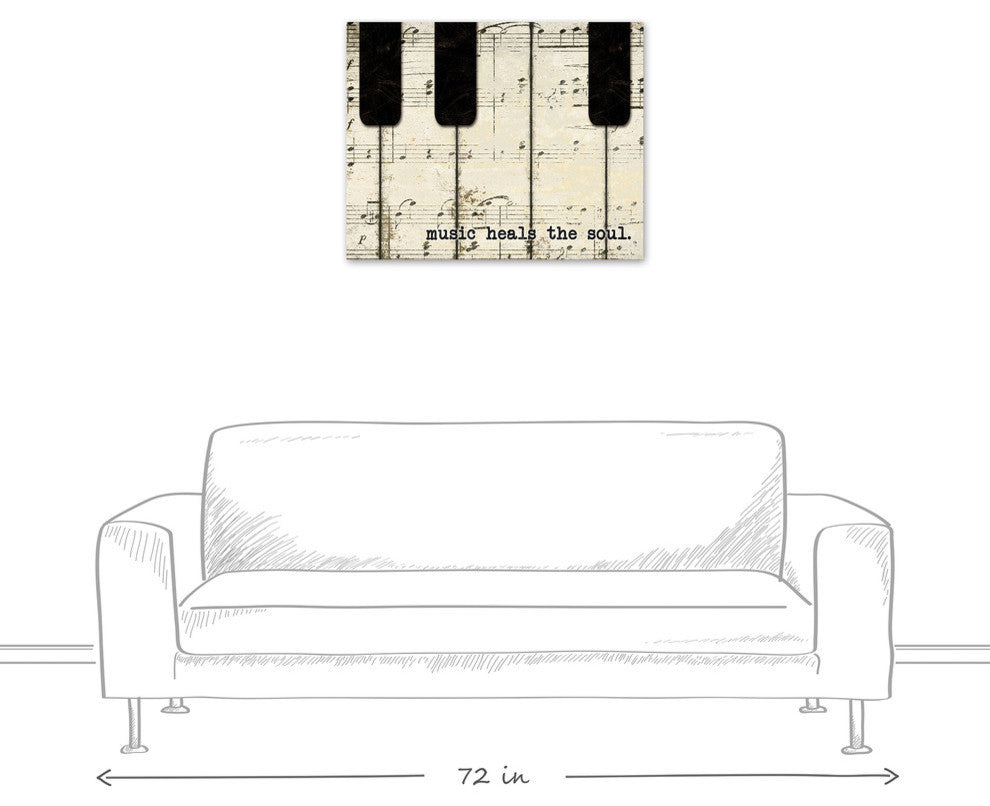 Piano Keys And Music Canvas Wall Art, 30"x24", Unframed