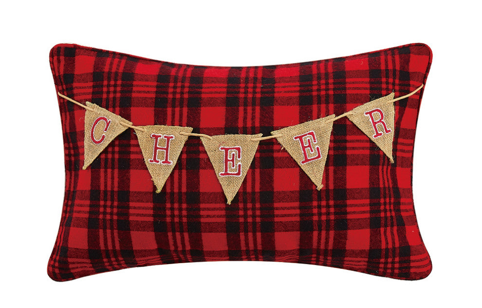 Cheer Garland Embroidered Pillow