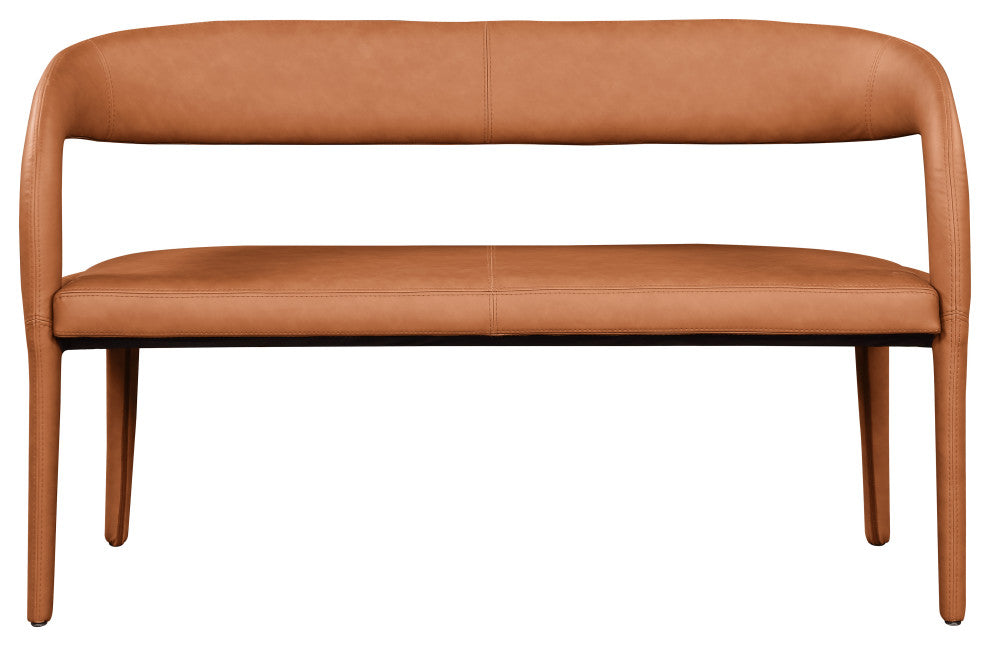 Sylvester Faux Leather Bench, Cognac