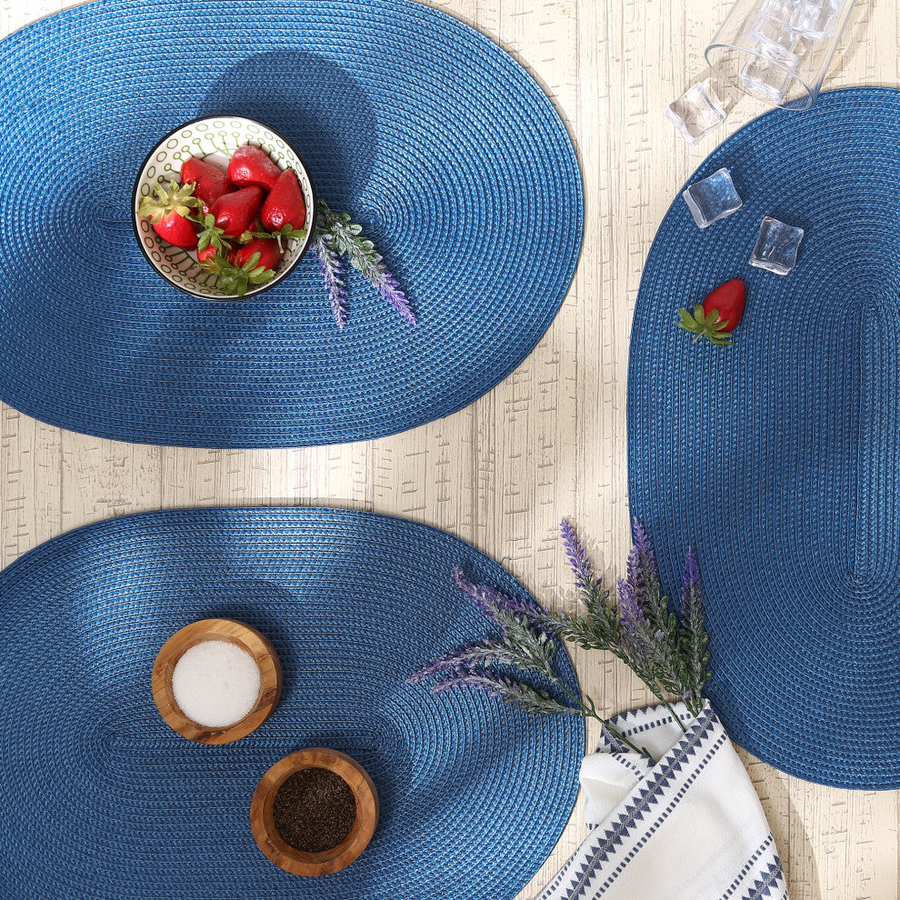 Nautical Blue Oval Pp Woven Placemat (Set of 6)