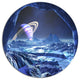 Electric Blue Alien World, Landscape Round Metal Wall Art, 23"